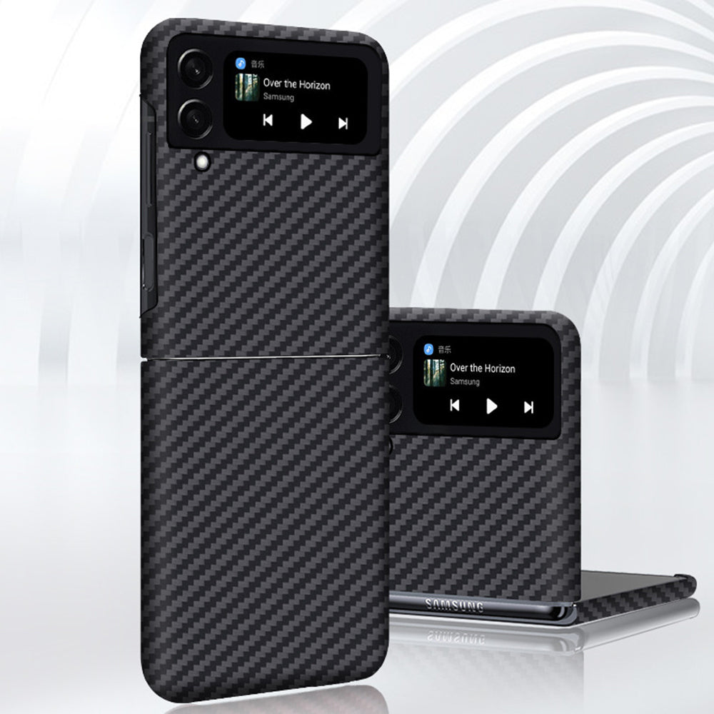 For Samsung Galaxy Z Flip4 5G Carbon Fiber Texture Aramid Fiber Back Case Anti-drop Ultra Slim Phone Cover For Samsung Galaxy Z Flip4 5G Carbon Fiber Texture Aramid Fiber Back Case Anti-drop Ultra Slim Phone Cover